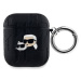 Karl Lagerfeld PU Embossed Karl and Choupette Heads Pouzdro pro AirPods 1/2 Black