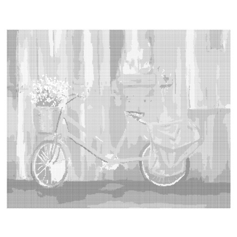 Tečkování - KOLO S KOŠÍKEM KVĚTIN Rozměr: 40x50 cm, Rámování: vypnuté plátno na rám