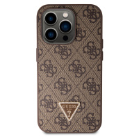 Zadní kryt Guess PU 4G Strass Triangle Metal Logo pro Apple iPhone 15 Pro, brown