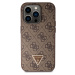 Zadní kryt Guess PU 4G Strass Triangle Metal Logo pro Apple iPhone 15 Pro, brown