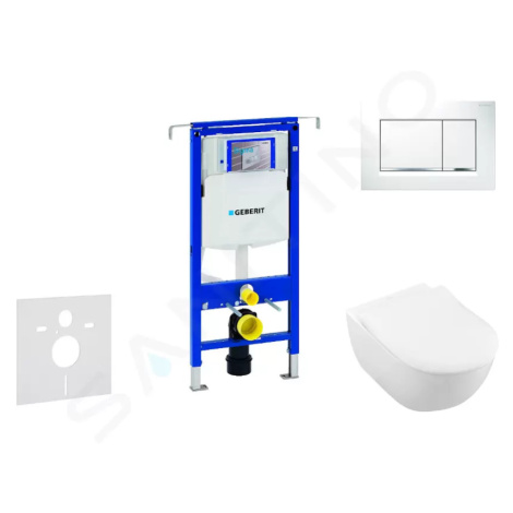 Geberit Duofix Modul pro závěsné WC s tlačítkem Sigma30, bílá/lesklý chrom + Villeroy Boch - WC 