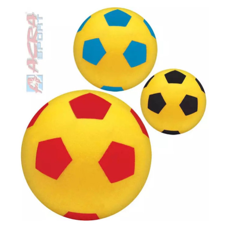 ACRA Soft míč dětský mondo 20cm žlutý molitanový potisk kopačák 3 barvy Playmates