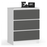 Ak furniture Komoda Kuba 60 cm - 3 šuplíky bílá/grafitová