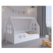 Dětská postel Montessori domeček 140 x 70 cm bílá levá