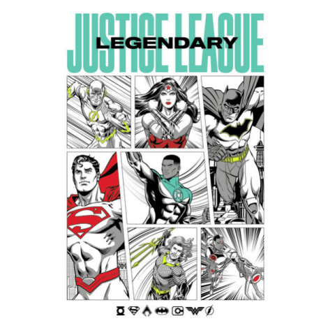 Umělecký tisk Justice League - Legendary team, 26.7x40 cm