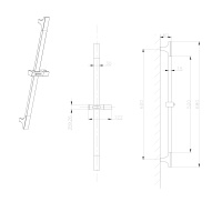 Sapho Sprchová tyč, posuvný držák, 680mm, ABS/zlato mat