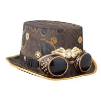 Funny Fashion Klobouk cylindr steampunk s brýlemi