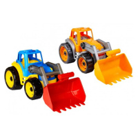 Teddies Traktor/nakladač/bagr se lžící plast na volný chod 2 barvy 17x37x17cm 12m+