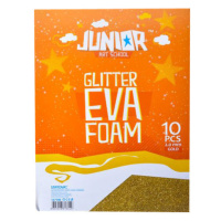 JUNIOR-ST - Dekorační pěna A4 EVA 10 ks zlatá tloušťka 2,0 mm glitter