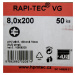 RAPI-TEC VG 8x200mm- válcová hlava, T40, žlutý / bílý, plný závit