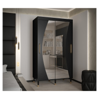 Šatní skříň Abi Calipso Wav Barva korpusu: Černá, Rozměry: 120 cm, Dveře: Černá + zrcadlo