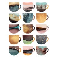 Ilustrace Earthy Coffee Cups, Elisabeth Fredriksson, 30 × 40 cm