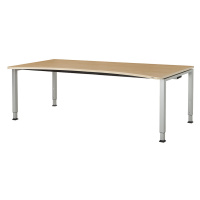 mauser Designový stůl s přestavováním výšky, šířka 2000 mm, deska s javorovým dekorem, podstavec