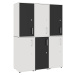 mauser Kombinace s otočnými dveřmi, 6 dveří po 2 přihrádkách, signální bílá / černá