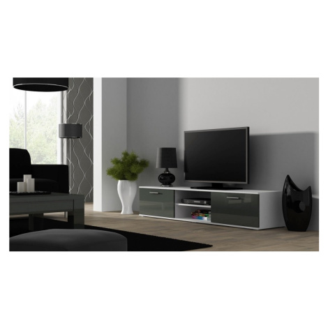 Artcam TV stolek SOHO 180 cm Barva: Bílá/šedý lesk