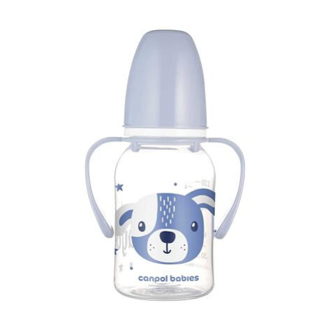 CANPOL BABIES Láhev s potiskem HAPPY ANIMALS 120 ml s úchyty