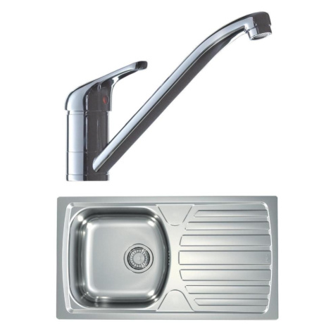 ALVEUS SETA259 - Kuchyňský dřez BASIC+dřezová baterie RIVIERA 14,8cm satin/chrom SETA259