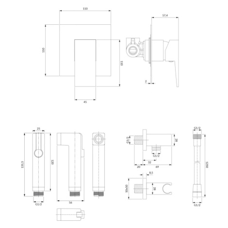 OMNIRES FRESH podomítková bidetová baterie chrom /CR/ SYSFRBI1CR