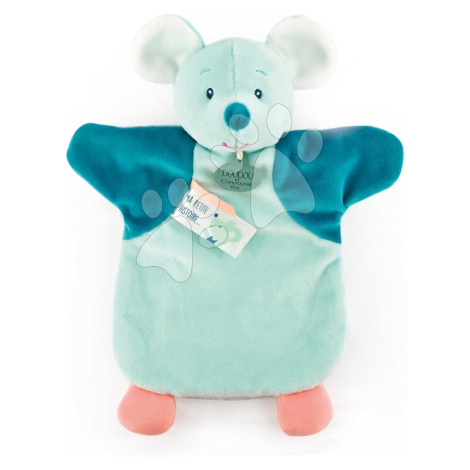 Plyšová myška na bábkové divadlo Mouse Green Hand Puppet Doudou et Compagnie tyrkysová 25 cm od 