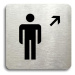 Accept Piktogram "WC muži vpravo nahoru" (80 × 80 mm) (stříbrná tabulka - černý tisk bez rámečku