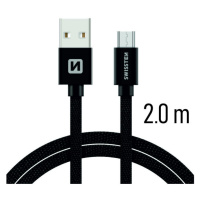 Datový kabel Swissten Textile USB / microUSB 2m, black