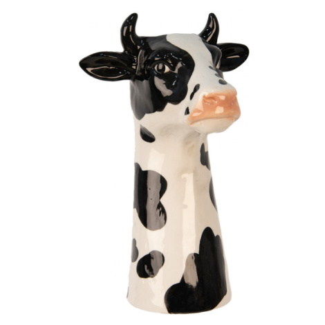 Bílo-černá keramická váza ve tvaru krávy – 20x19x32 cm Clayre &amp; Eef