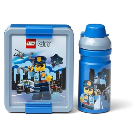Svačinový set LEGO City (láhev a box) - modrá