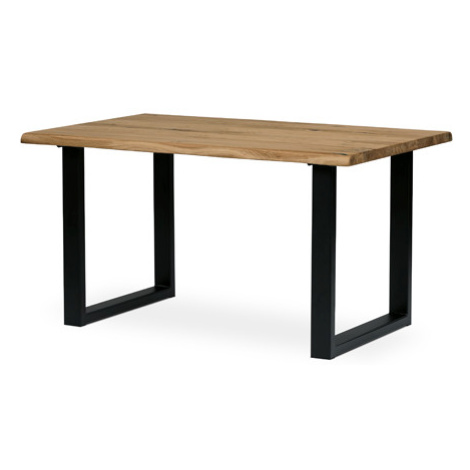 Stůl jídelní, 140x90x75 cm, masiv dub, kovová noha ve tvaru písmene "U", černý lak Autronic