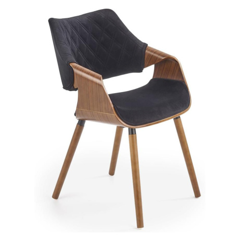 Židle K396 dřevo/samet ořech/černá 56x55x77 BAUMAX