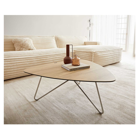 DELIFE Konferenční stolek Ekrem 88x85 cm keramika Laminam® Sabbia dubová barva Hairpin kulatý ne