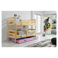 BMS Dětská patrová postel ERYK | borovice Barva: Borovice / růžová, Rozměr: 160 x 80 cm