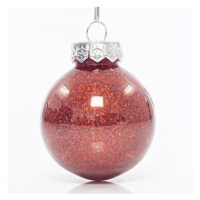 EUROLAMP Vánoční ozdoby Plastový pet míček, červený lesklý se třpytkami 6 cm, SET 12 ks