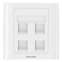 Vention 4 Port Keystone RJ-45 Jack Wall Plate White 86 Type