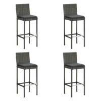 Zahradní barové stoličky s poduškami 4 ks šedé polyratan, 313438