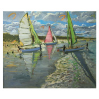 Obrazová reprodukce Three Sailboats, Bray Dunes, France, Andrew Macara, 40 × 33.1 cm