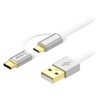 AlzaPower AluCore 2in1 USB-A to Micro USB/USB-C 1m bílý