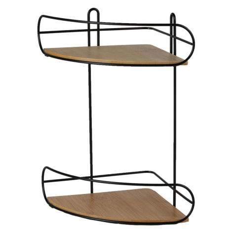 DOCHTMANN Rohová polička 2 patra - kov, bambus černá 20 × 20 × 33 cm