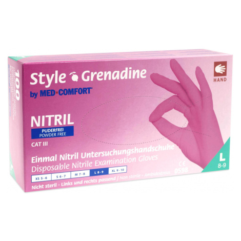 MED COMFORT Rukavice nitrilové Style Grenadine, 100 ks, růžové, nepudrované Rozměr: L