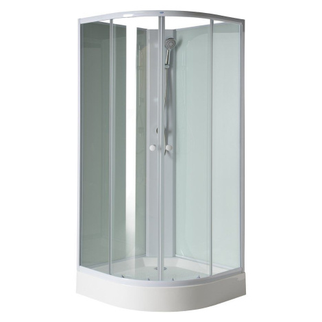 AQUALINE AIGO čtvrtkruhový sprchový box 900x900x2040 bílý profil, čiré sklo YB93
