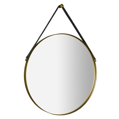 ORBITER kulaté zrcadlo s koženým páskem ø 60cm, zlato mat ORT060G Sapho