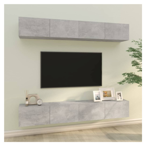 vidaXL Nástěnné TV skříňky 4 ks betonově šedé 100 x 30 x 30 cm