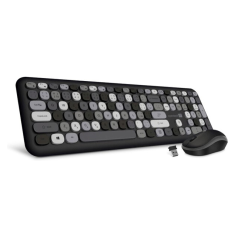 CONNECT IT FASHION combo bezdrátová černo-šedá klávesnice + myš, (+1x AAA +1x AA baterie zdarma)
