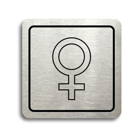 Accept Piktogram "WC ženy V" (80 × 80 mm) (stříbrná tabulka - černý tisk)