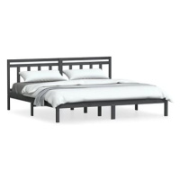 Rám postele šedý masivní dřevo 180 × 200 cm Super King, 3100606