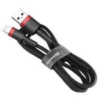 Baseus Cafule extra odolný nylonem opletený kabel USB / Lightning QC3.0 2,4A 0,5m black-red