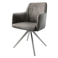 DELIFE Otočná židle Greg-Flex šedý vintage křížová podnož hranatá otočná z nerezové oceli