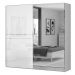 Dvoudveřová posuvná skříň tiana se zrcadlem š.230cm-bílá - s rámem