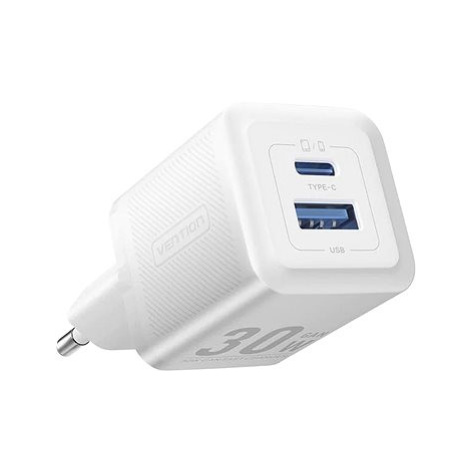 Vention 2-Port USB (C + A) GaN Charger (30W/30W) EU-Plug White