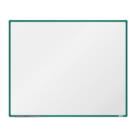 boardOK Bílá magnetická tabule s keramickým povrchem 150 × 120 cm, zelený rám