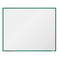 boardOK Bílá magnetická tabule s keramickým povrchem 150 × 120 cm, zelený rám